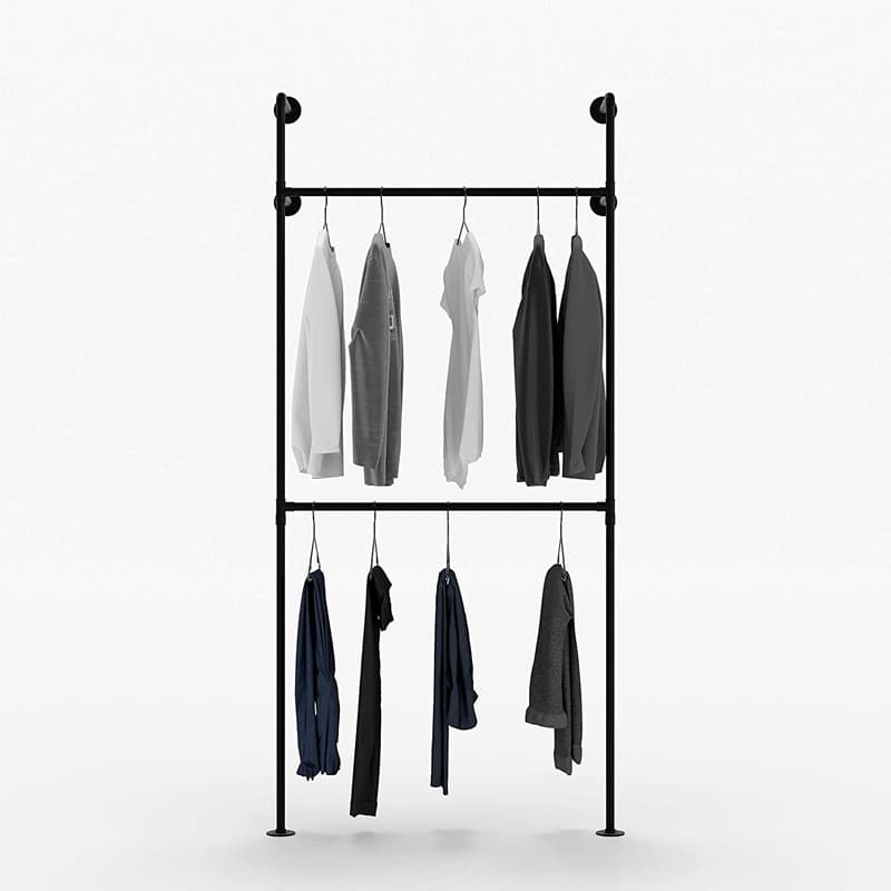 Wall Mounted Double Hung Clothing Rack
