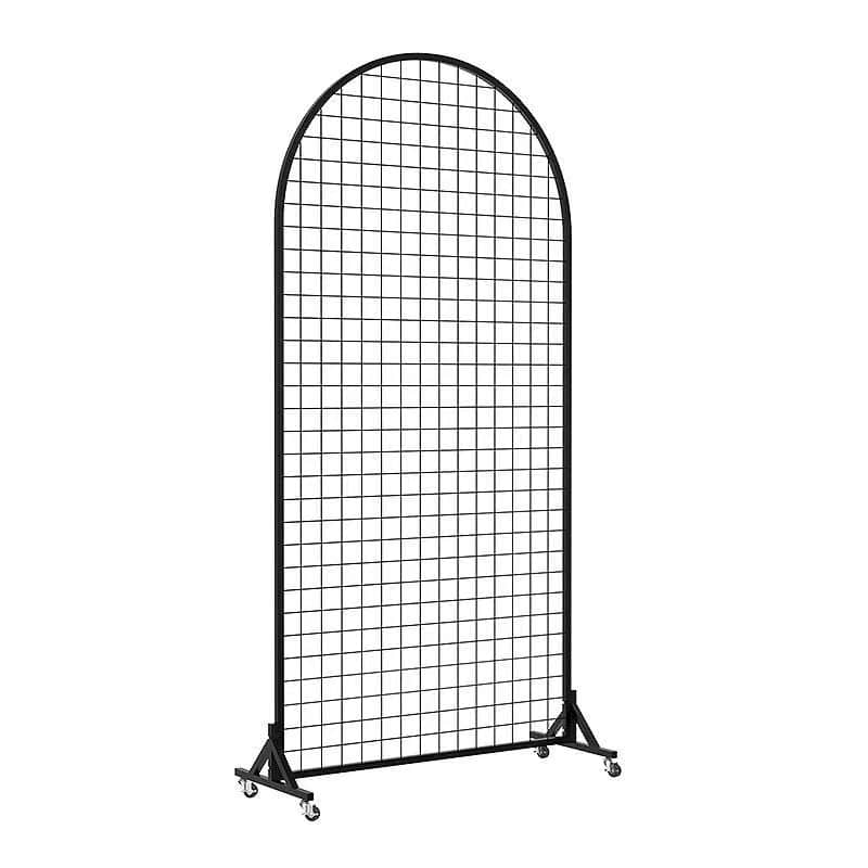Arched Grid Wall Hanging Display Stand on Casters