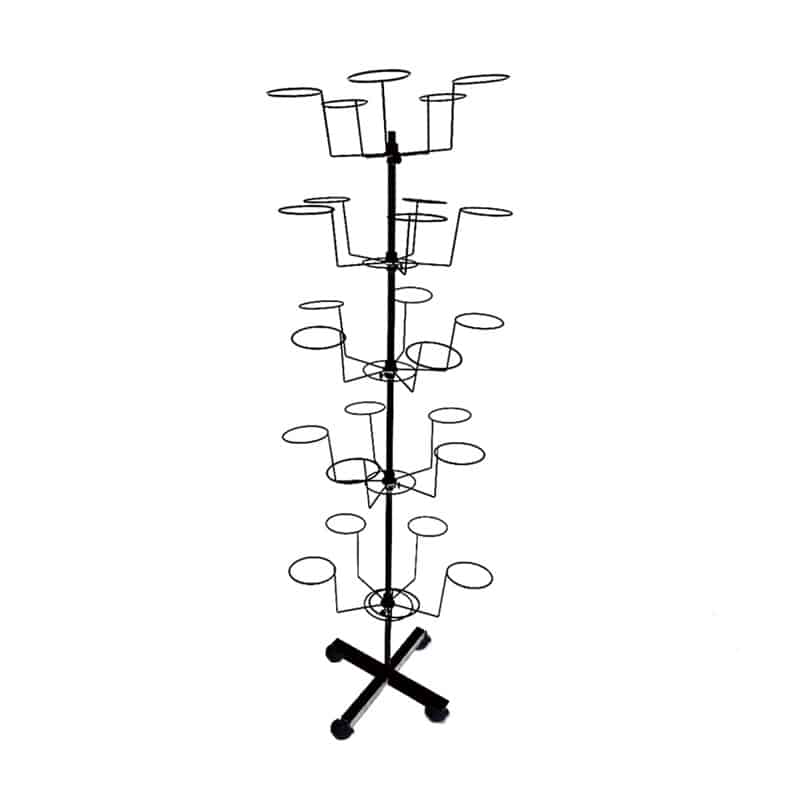 Freestanding Black Metal Hat Display Rack with Adjustable Arms