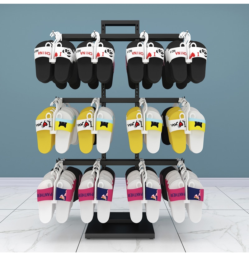Three-Tier Floor Standing Slippers Display Rack