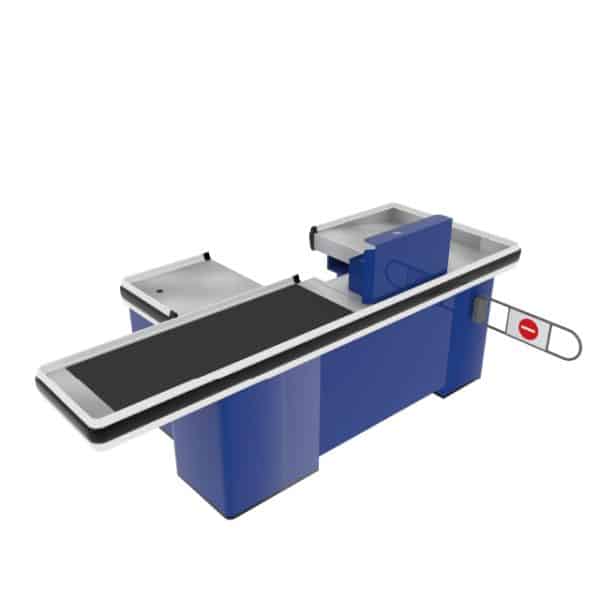 White Corner Checkout Counter with Glass Display Case – Customizable ...